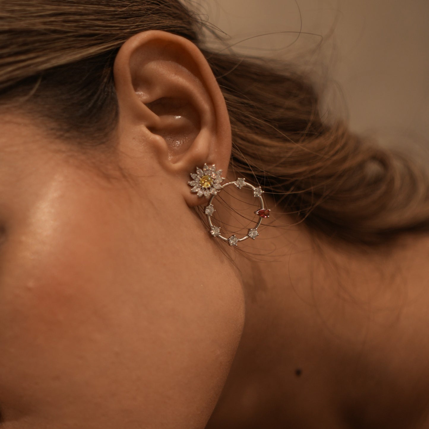 Fancy Yellow Flower Earrings
